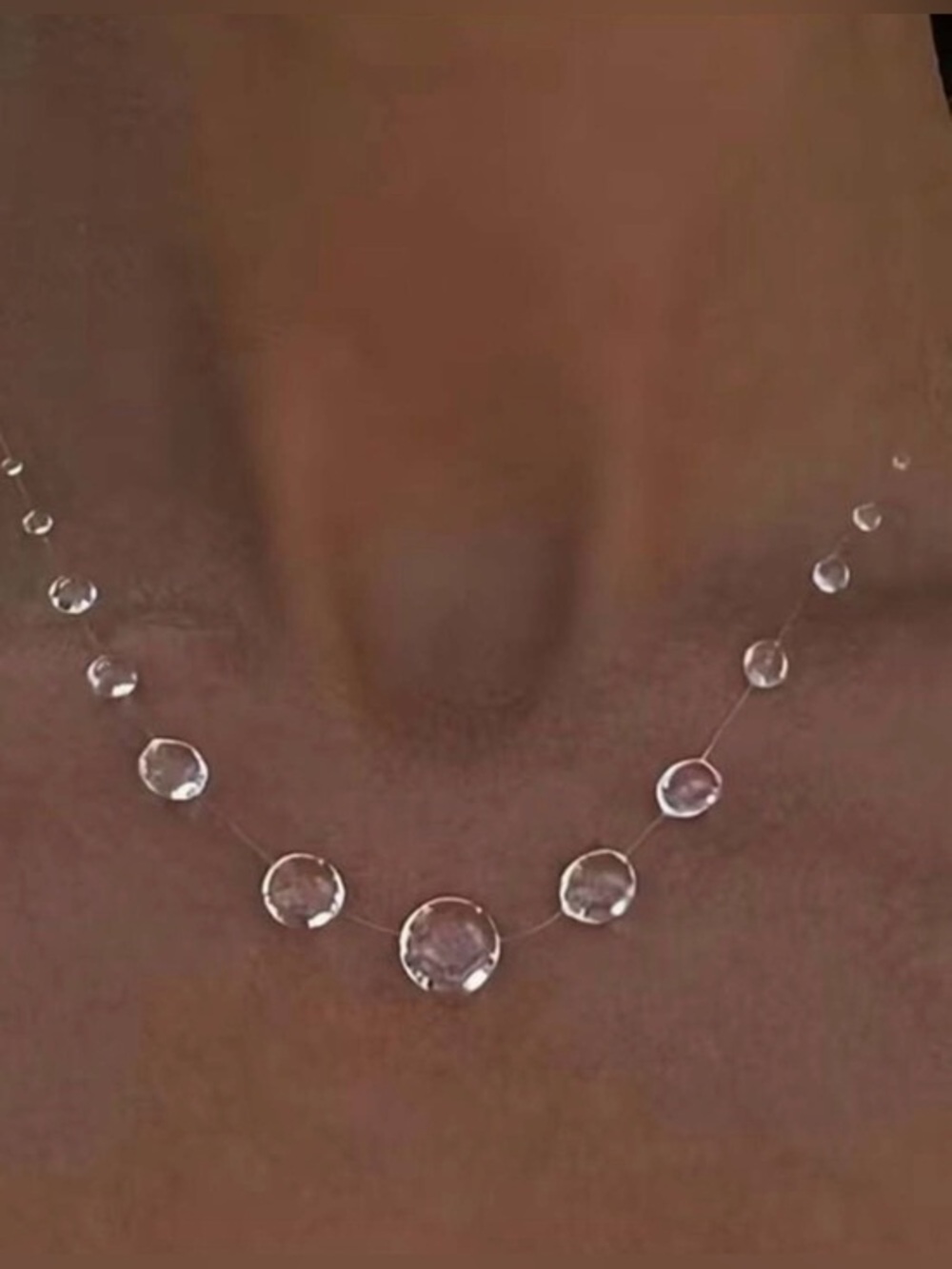 Delicate Clear Crystal Bead Necklace - Women Jewelry